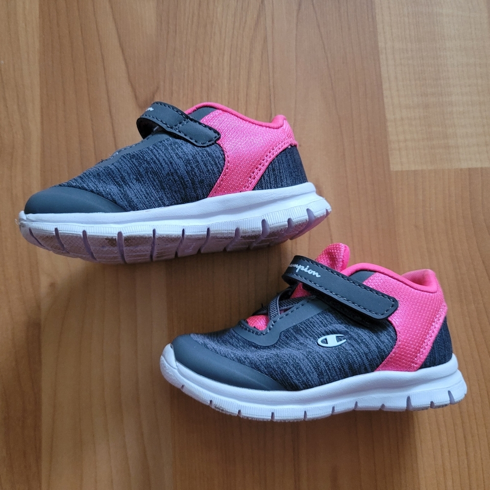 Champion Girls First Walking Shoes Sneaker Munchkin Pink Grey Active Size 4M